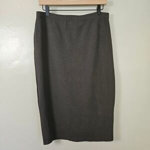 Max Studio Knit‎ Pencil Skirt Sz M Olive Grey Knee Length